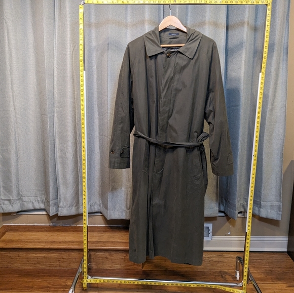 Nautica trench coat with attached lining Men's Size 44R in olive green - Picture 2 of 15